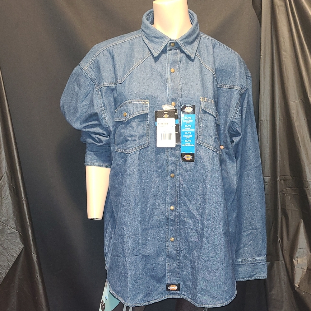 Dickies Blue Denim Workshirt with Front Snap Pockets